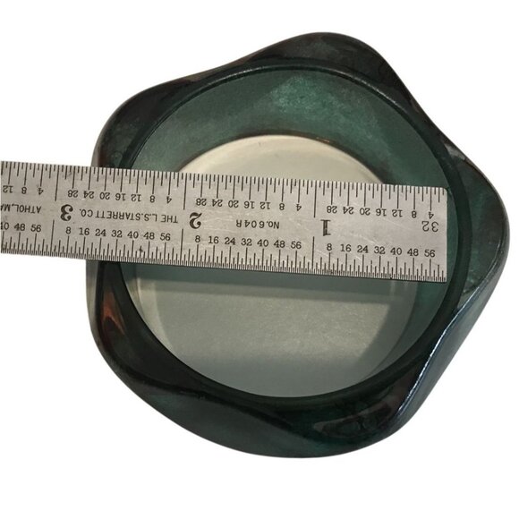 Peacock Lucite Statement Bangle Bracelet Swirled Glitter Green Red Geometric MCM - Picture 8 of 11